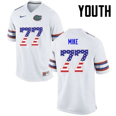 Youth Florida Gators #77 Andrew Mike NCAA Nike White USA Flag Fashion Authentic Stitched College Football Jersey PPK8062LL